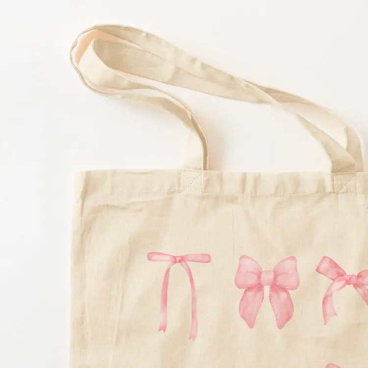 حقيبة حمل على شكل أقواس من Coquette حقيبة للمتسوقين حقائب نسائية بيئية حقيبة قماش مخصصة كبيرة #3