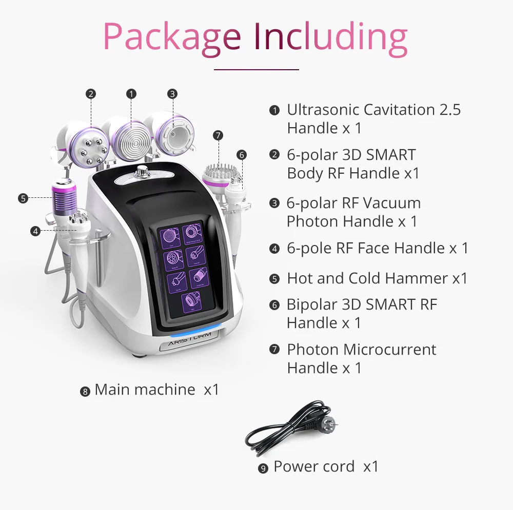 Aristorm 8/9 in 1 40k Cavitation Machine Professional Vacuum RF Skin Tightening Body Sculpting Machine Beauty Device