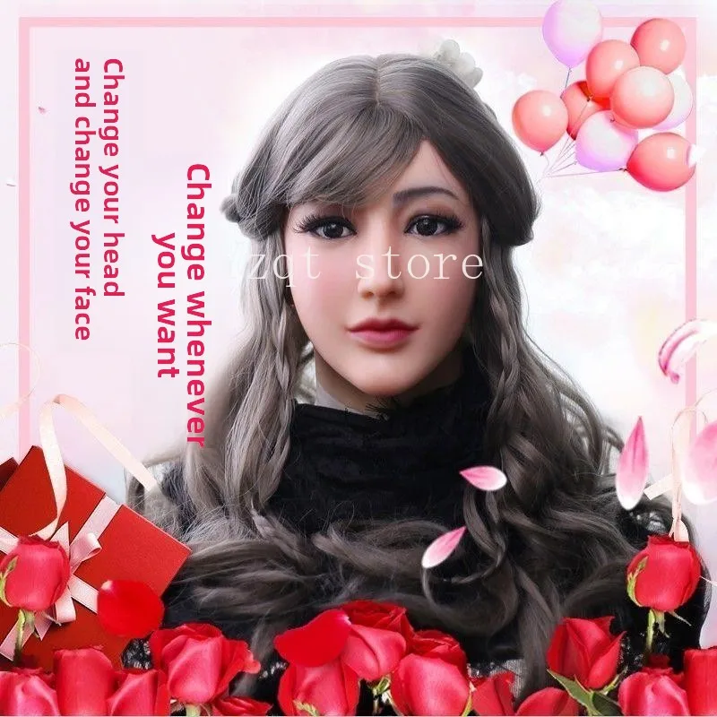 

Mask adult full face beautiful woman silicone dummy headgear simulation mask face CD men to women boss makeup