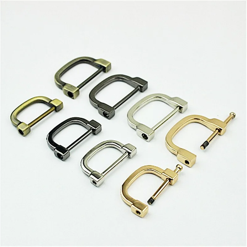 2pcs Metal 25mm 30mm D-ring shackle Buckle Keychain Ring Hook screw pin joint Connecter Bag Strap Clasp Leathercraft Parts