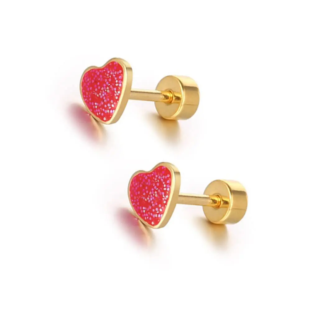 ZAKOL Titanium Heart Love Stud Earrings for Women Girls 14k Gold Plated Hypoallergenic Cute Cartilage Tragus Ear Accessories
