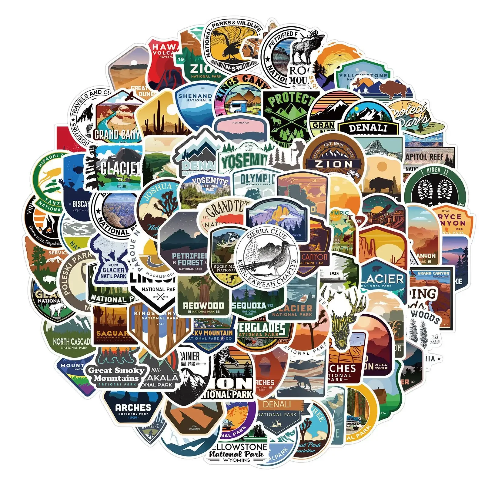 

10/50/100PCS USA National Park Landscape Stickers Adventure Nature Hiking Camping Travel Sticker DIY Suitcase Car Luggage Decals