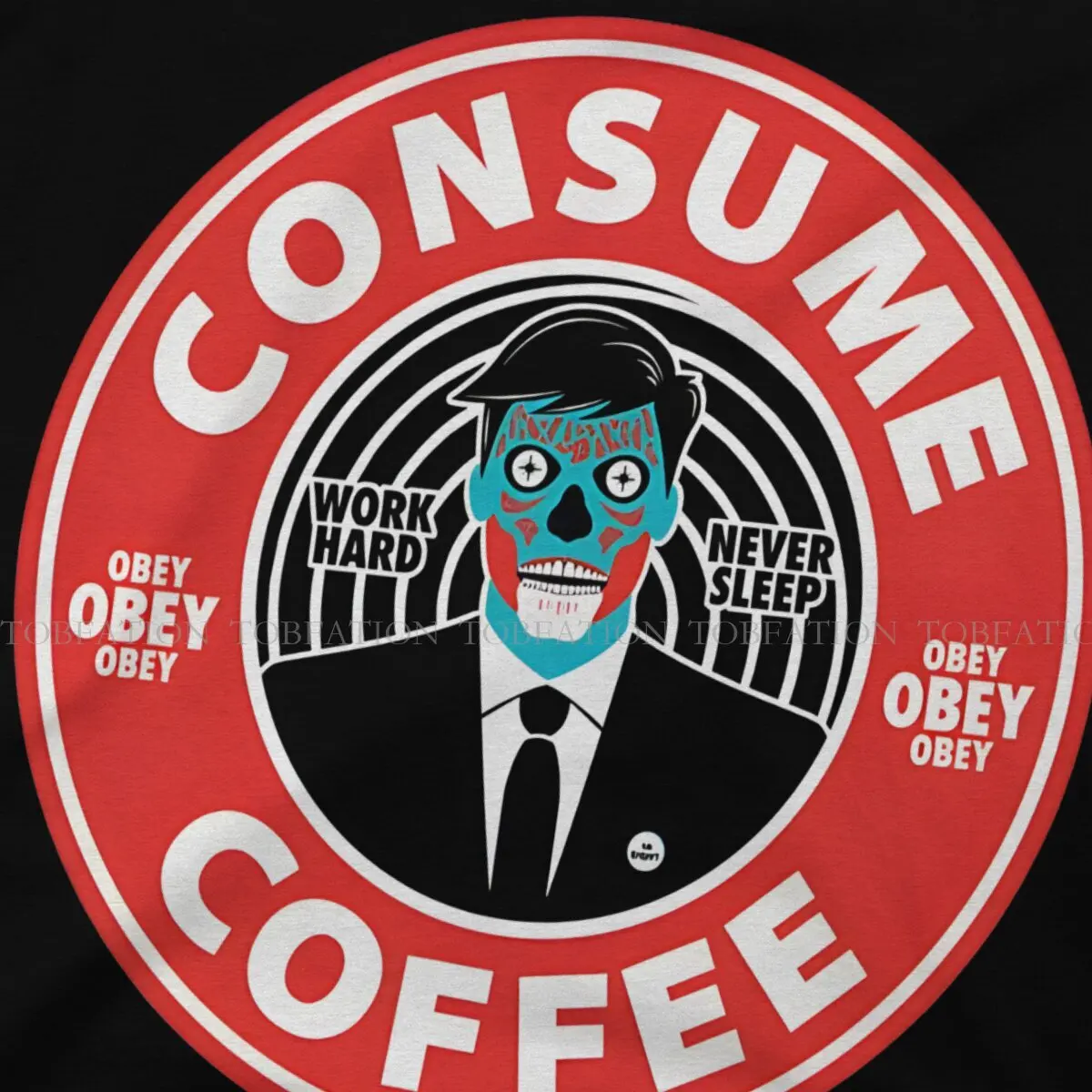 They Live Consume Coffee Tshirt Vintage Men Gothic Teenager Tees Tops Oversized Cotton O-Neck T Shirt