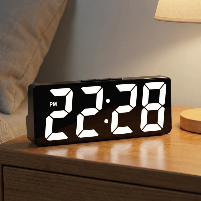LED Digital Alarm Clock: Bedroom Desk Clock with Temperature Display, Adjustable Brightness, 12/24-Hour Format