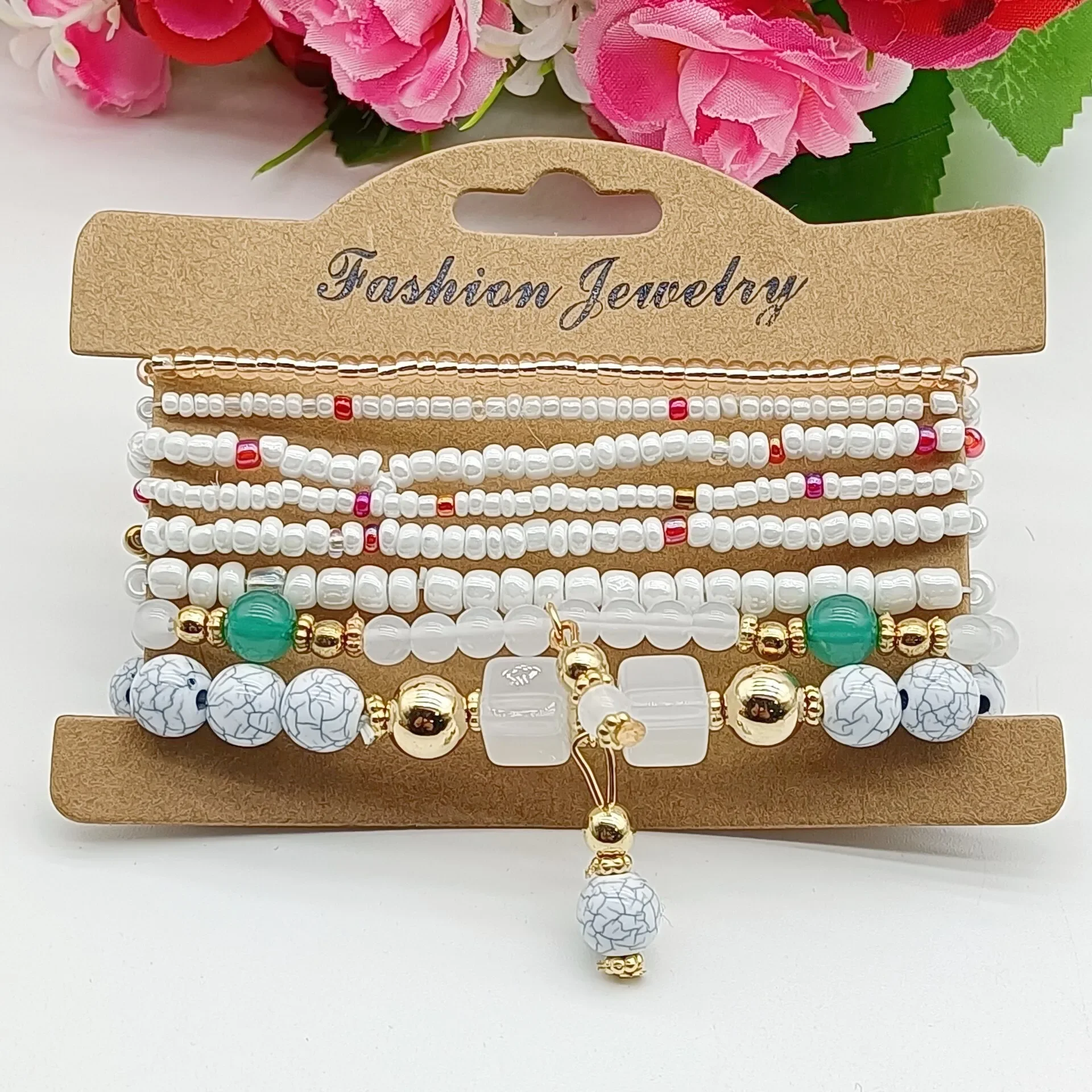 Conjunto de pulseras bohemias hechas a mano para mujer, brazalete de cadena con cuentas de semillas de colores, joyería artesanal para fiesta diaria