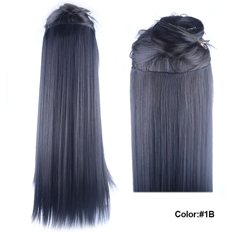 Synthetic Hair Clip In Hair Extension One Piece Long Straight Hair Black Brown Blonde Hairpiece For Woman Girls