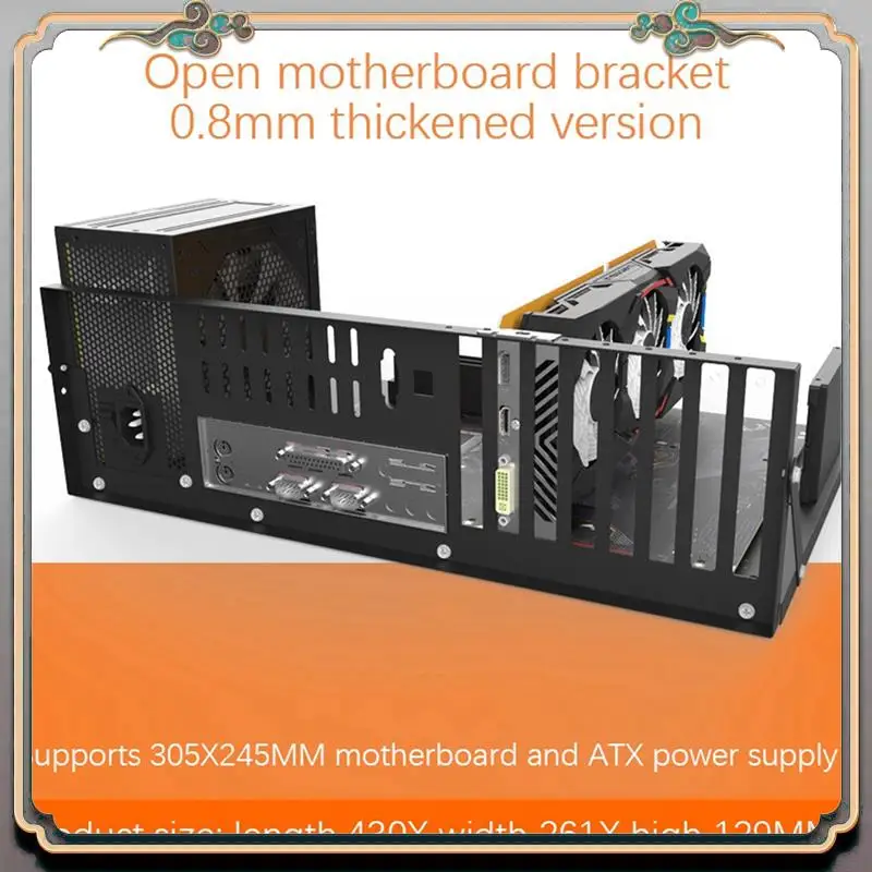 Durable 2X Mining Frame Mining ETH Motherboard Bracket Thickened Bitcoin Mining Rig Case Support ITX/ Mini ATX For 8 GPU(ATX)
