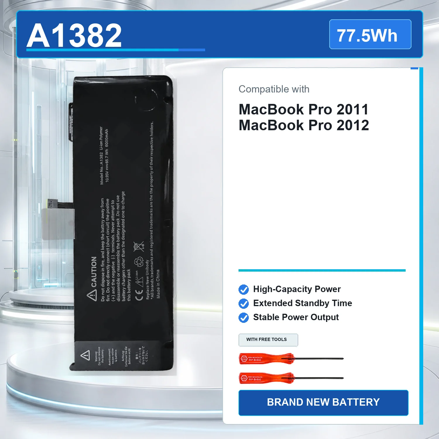 A1382 77.5Wh 10.95V Laptop Battery For Apple MACBOOK PRO 15 A1286 2011 2012 Series