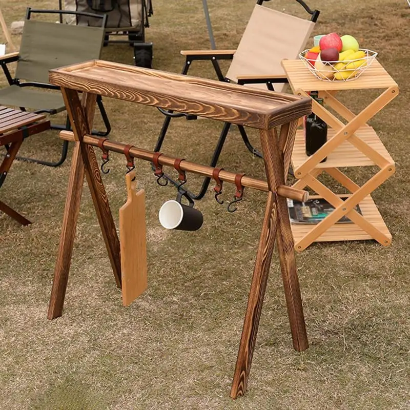 

Camping Rack Outdoor Camping Solid Wood Folding Shelf Camping Rack & Holder For Picnics Camping Outdoor Activities