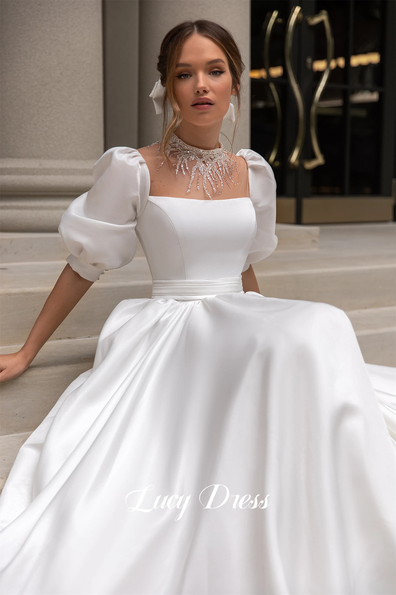 

Lucy Satin Wedding Dress White Formal Occasion Dresses for Special Occasions Robe Soiree De Luxe 2024 Ball Gowns Evening Gown