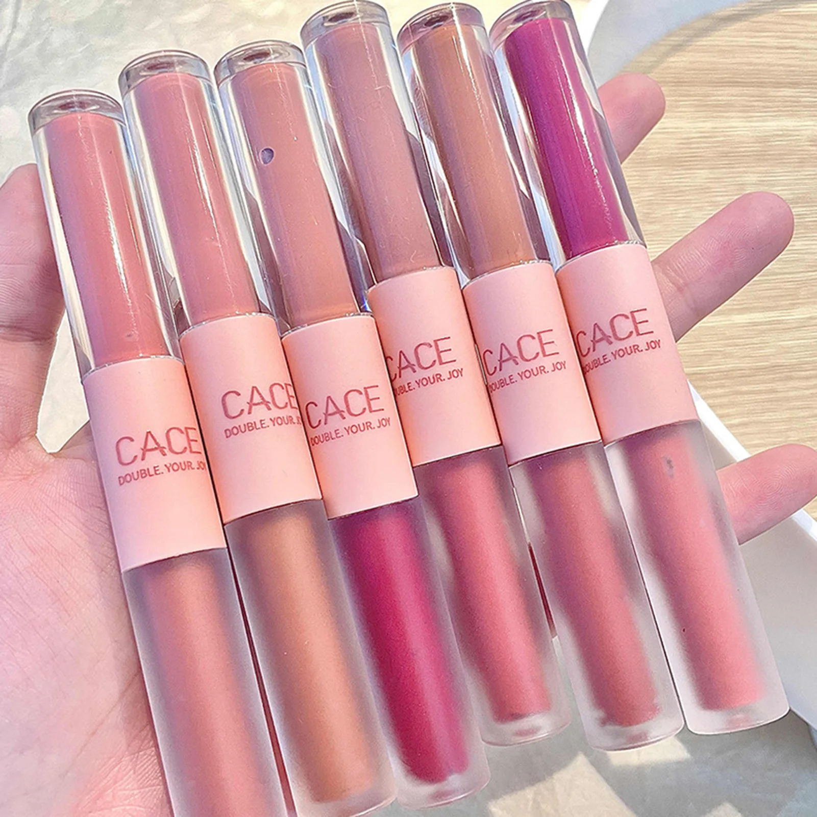 Lightweight Matte Liquid Lipstick Natural Pigmented Color Lip Gloss with Double Heads Natural Ingredients Lip Gloss