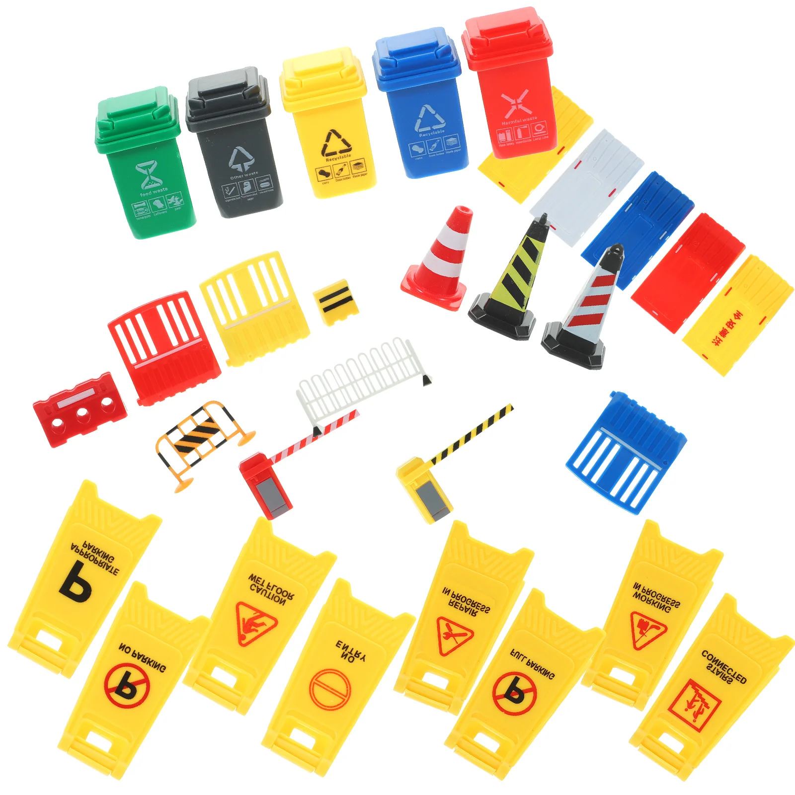 1Set Verkehrsbarrikade-Schilder, Mini-Straßenblock, pädagogisches Spielzeug, leuchtende Farben, leicht, einfach zu tragen, realistisch