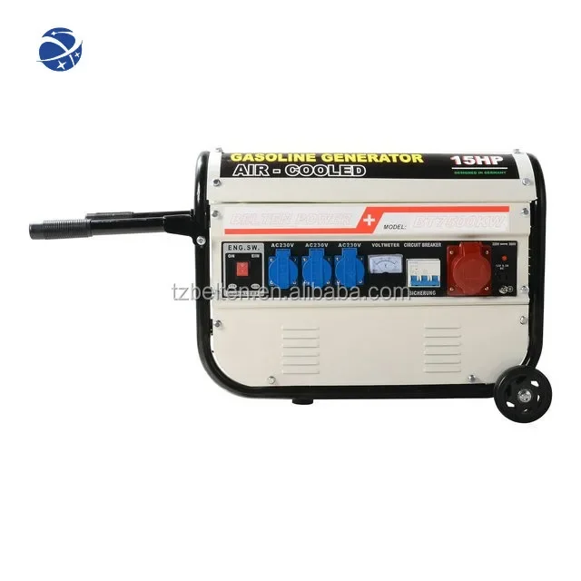 #YUNYI 15HP recoil  start with  wheels air-cooled silent swiss kraft sk 8500w round frame white gasoline generator prices