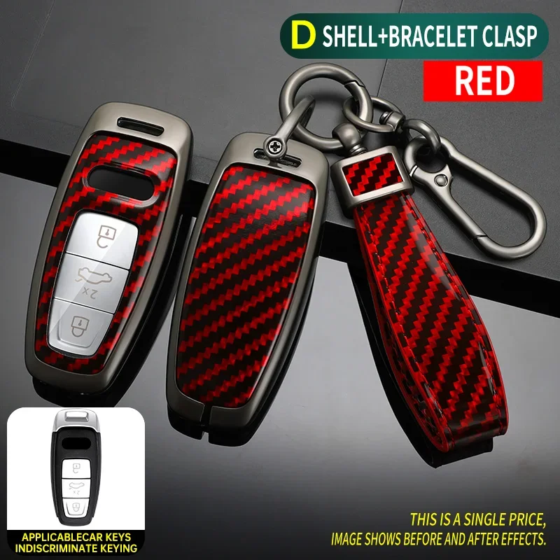 Carbon fiber Zinc Alloy Car Key Case Cover For Audi Key Cover Case Protector For Audi A6L A7 A8 Q8 Etron C8 D5 2019 2020