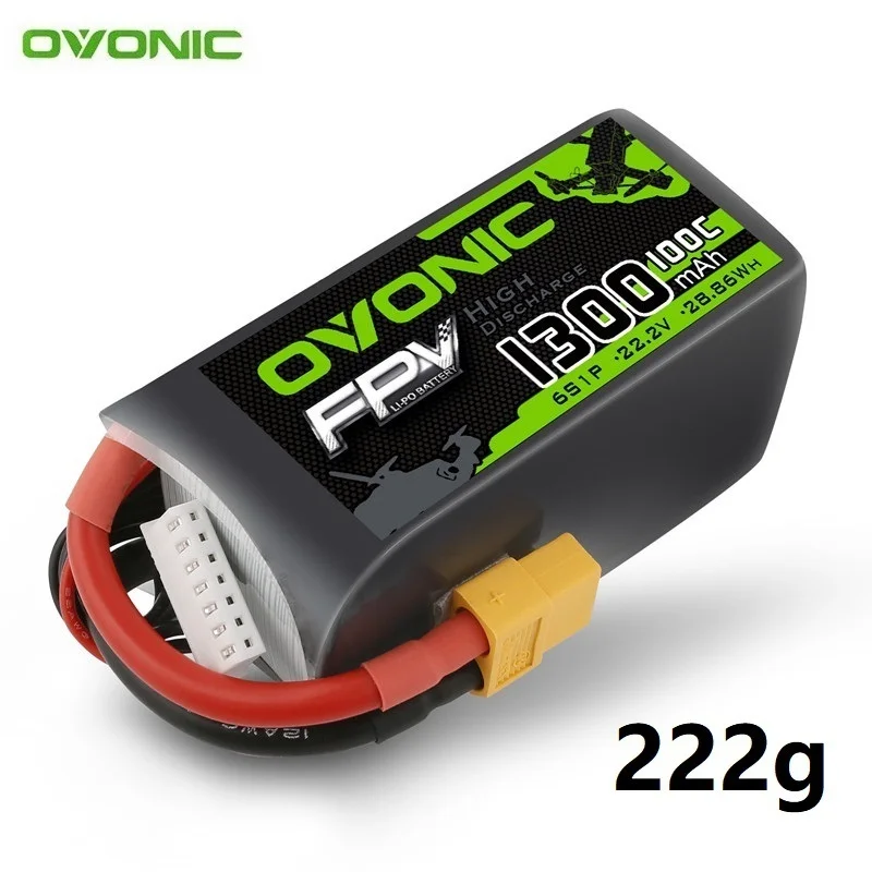 

NEW OVONIC 1300mAh 100C 22.2V Lipo Battery For RC Helicopter Quadcopter FPV Racing Drone Parts 22.2V With XT60 Plug Battery