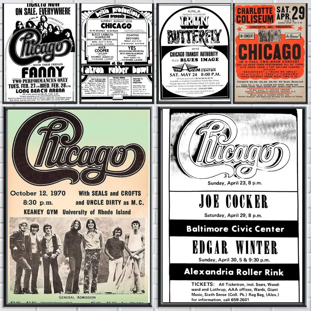 band C-Chicago-O Poster Peel and Stick Wall Art for Cafe Office Bar and Home Decoration