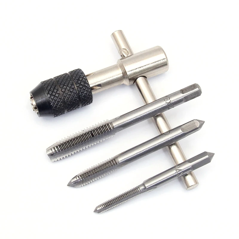 Tap Drill Wrench Tapping Threading Tool T-Handle Adjustable Tap Holder Wrench M3-M8 Taps Drill Bit Set Screwdriver Tap