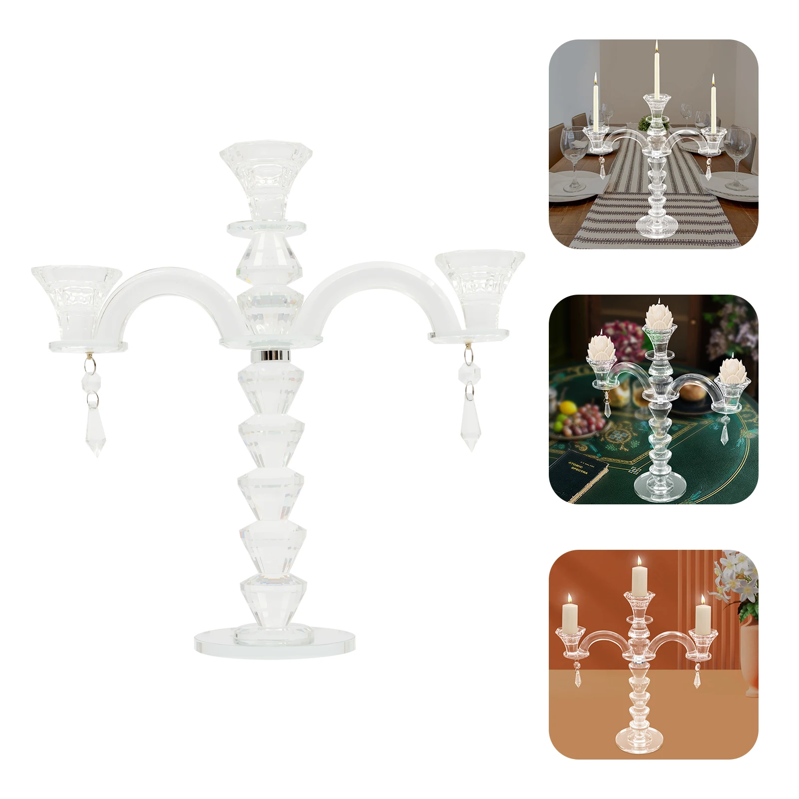 

Candle Holders, Crystal and Glass, Luxurious Diamond-Like Design, Easy to Clean and Use