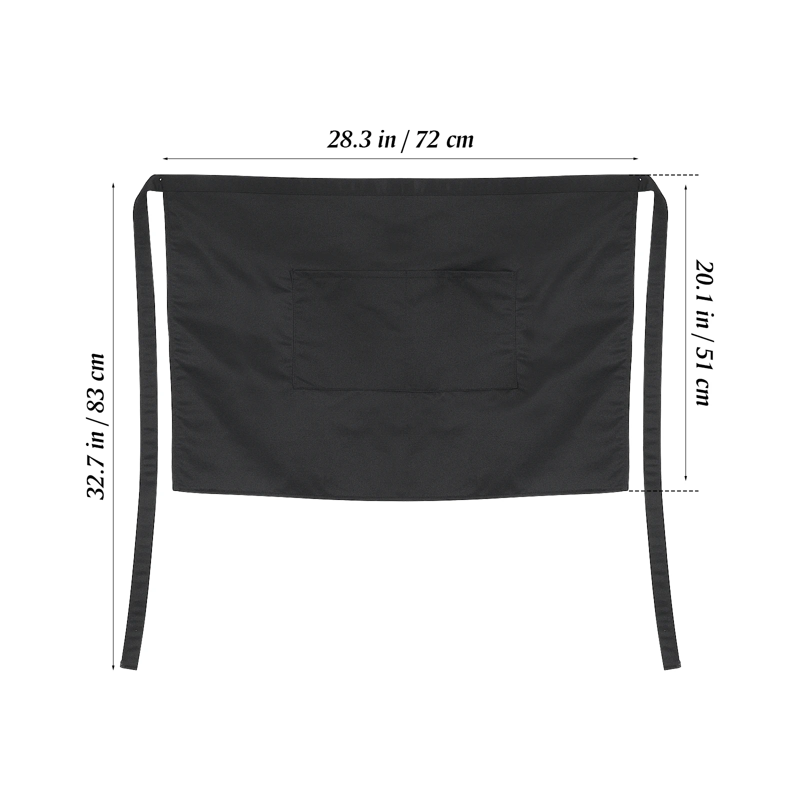 

Unisex Work Apron Polyester Material 70x50cm Black Short Kitchen Cafe Hotel Waiter Pocket Protect Clothes