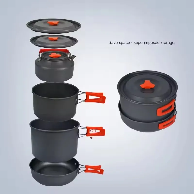 Set di pentole da esterno, set di pentole da campeggio portatili, set di bollitore in tre pezzi, pentola specifica da campeggio, set di fornelli per carte