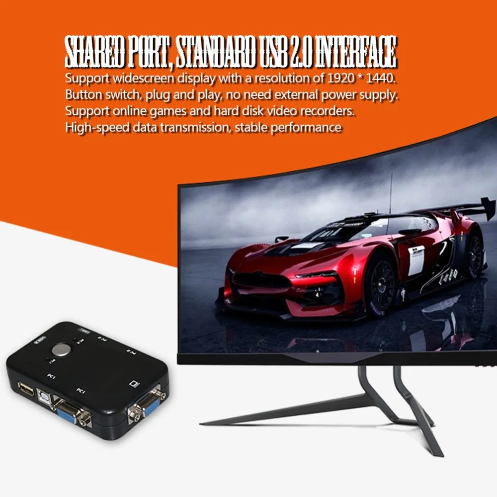

2 Port USB 2.0 KVM Switcher USB 2.0 VGA Interface VGA Manual Switch Box Plug and Play KVM VGA Manual Box