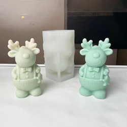 3D Christmas Elk Scented Candle Silicone Mould Take Stars Christmas Deer Candle Molds Gypsum Plaster Cake Silicone Candle Mold