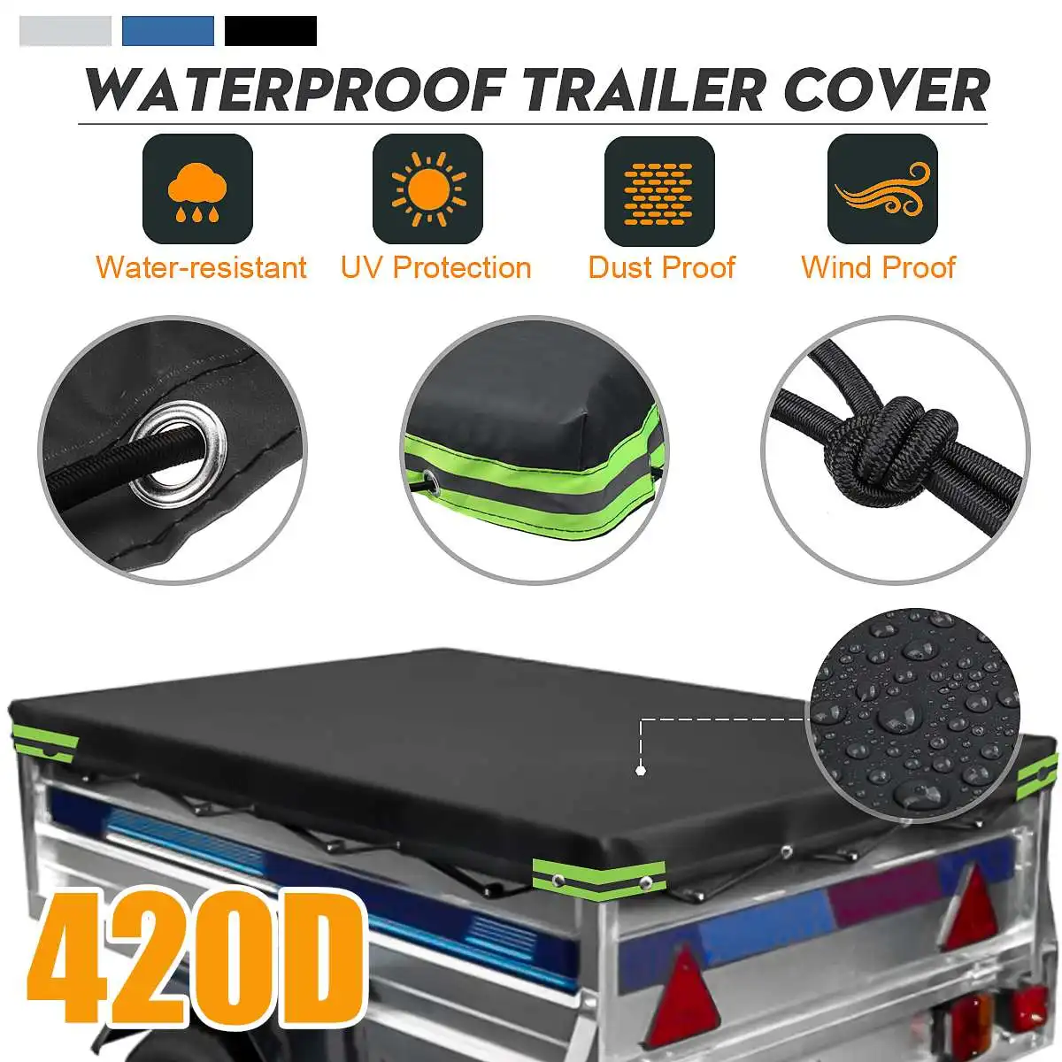 Foldable Trailer Car Cover Universal  Waterproof Anti UV Roof Tent Sunshade Dustproof Outdoor Protector Travel Camping Canopy