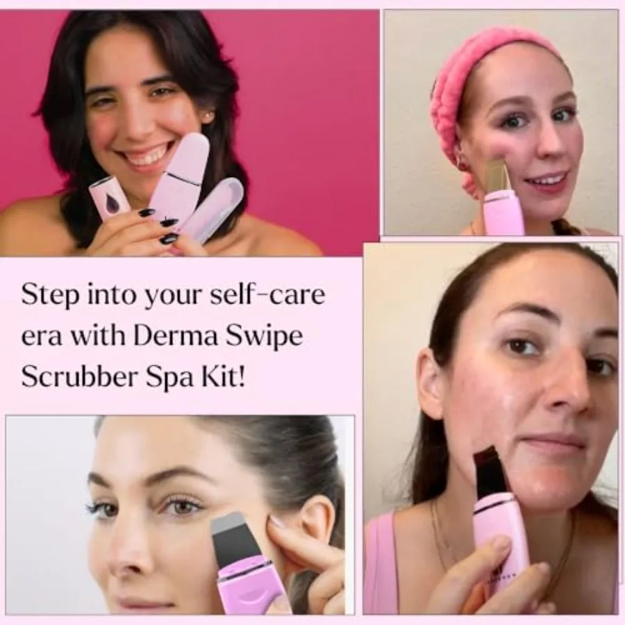 Skin Scrubber Gezichtsspatel Set van 3 Diep reinigende zwarte verwijderaar met gezichtsmistspuit Extractietoolkit Ultrasone Skin Sc