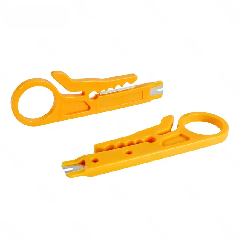 HT-318M Coaxial & Ethernet Wire Stripper Cutter, Dual-Use for RG59 RJ45, Stripping & Crimping, Yellow