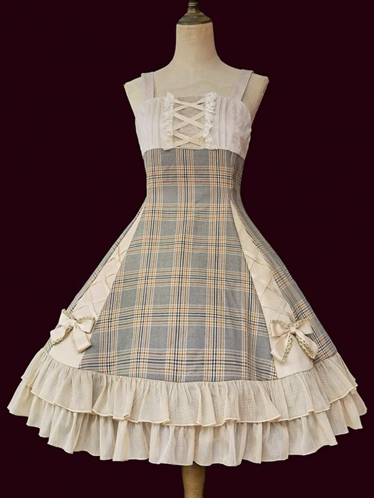 Old Day Memory ~ Elegant Plaid Lolita JSK Dress by Infanta