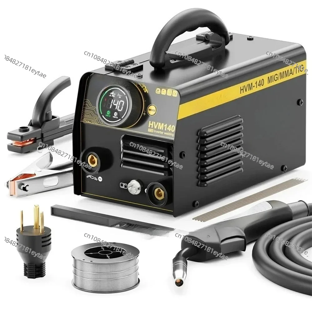 Equipo de Soldadura sin Gas para Soldar Hierro, HVM140 HZXVOGEN, Máquina de Soldadura Semiautomática 3 en 1 MIG/TIG/MMA con Inversor