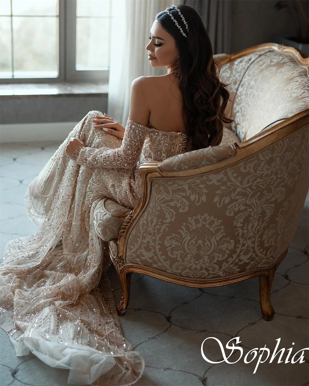 カスタマイズされた恋人取り外し可能なスリーブ絶妙なブライダルドレスマーメイドレースアップバックファッションイブニングドレスキラキラウェディングドレス