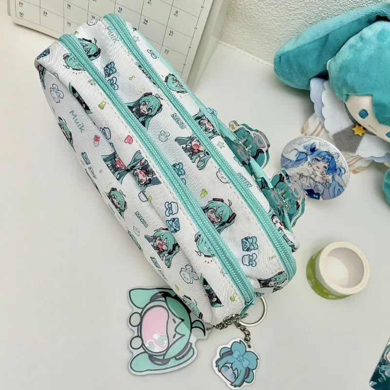 Hatsune Miku Peripheral Stationery Bag Pencil Case Large Capacity Student   Coin Purse Cosmetic Bag Supplies Fans Collect Gifts