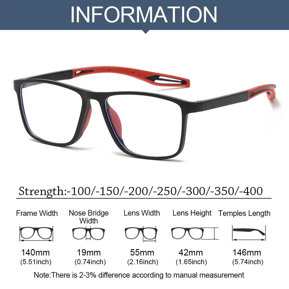 Ultralight Silicone TR Sports Myopia Glasses Anti Blue Light Men Basketball Anti-Shedding Eyewear Prescription Eyeglasses