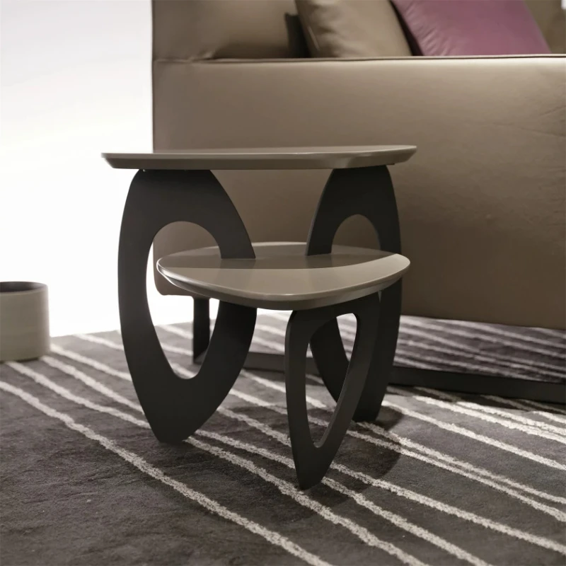 Double-layer modeling side table, movable sofa side cabinet, bedside table corner table in the bedroom