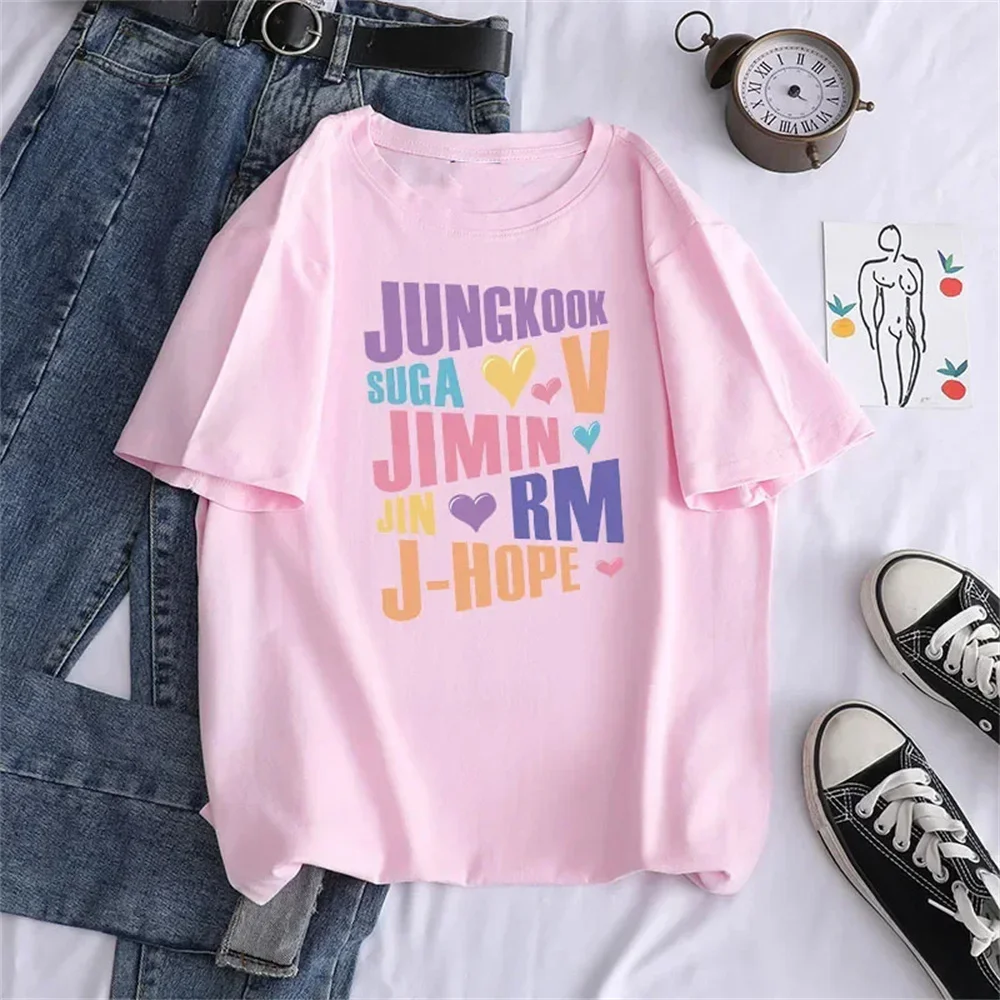 Женская футболка Jungkook Jimin V J-Hope, летняя Молодежная Футболка с узором, Женская Аниме одежда в стиле Харадзюку