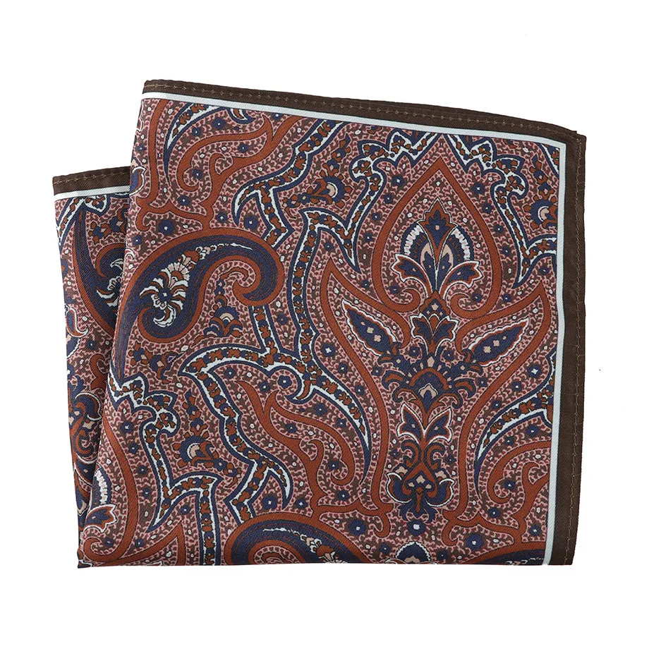 Vintage Paisley Dot Print Pocket Square for Men