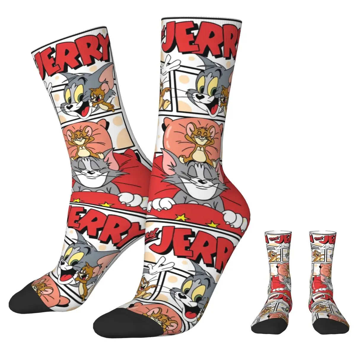 

Tom And Jerry Harmonious Life Autumn Winter Cool Women MenSocks Cartoon Anime Breathable Basketball Socks