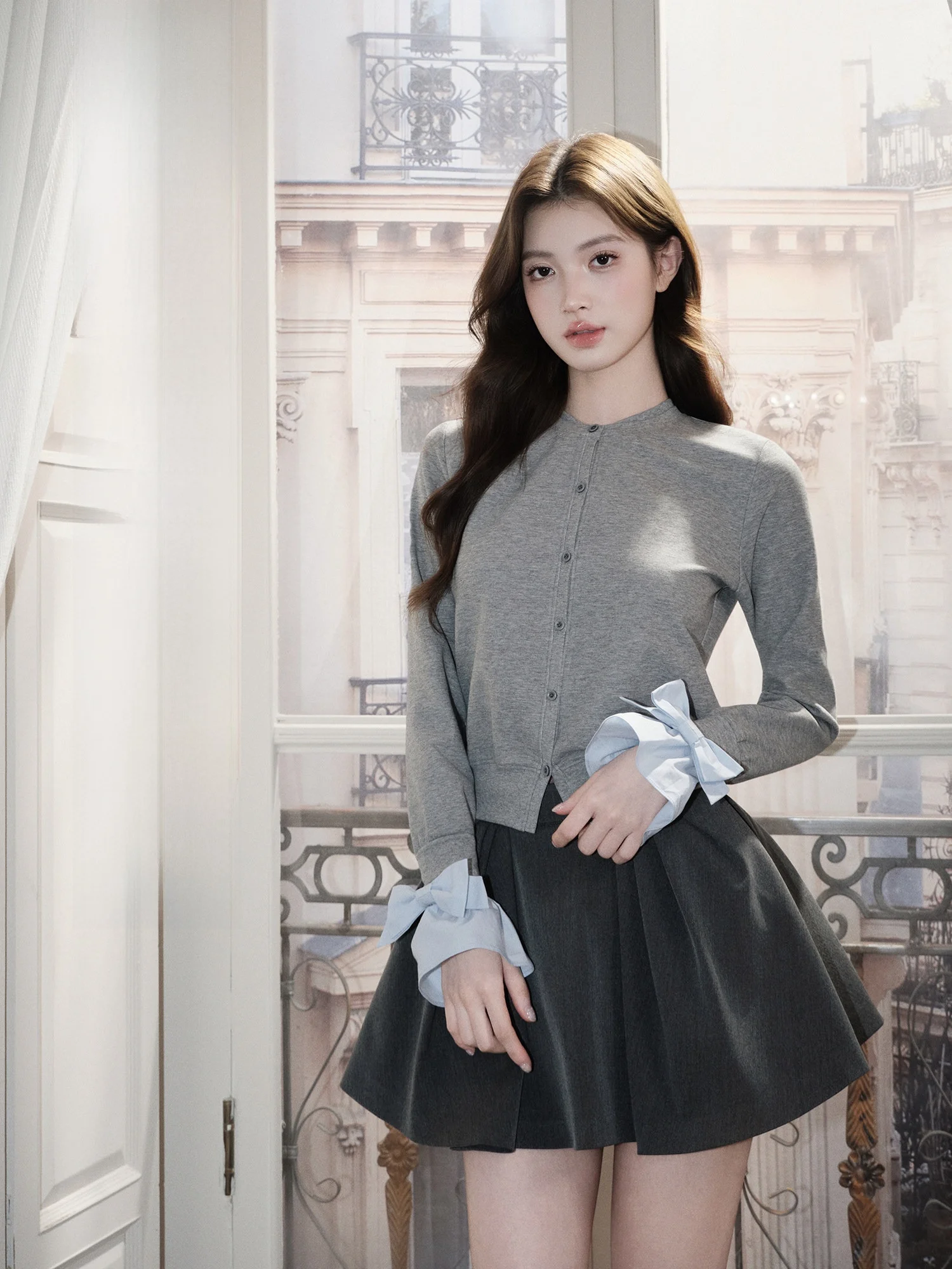 

Женский вязаный кардиган с узлами и круглым вырезом, весенний, из смесового хлопка, с длинными рукавами, в повседневном стиле, короткая кофта