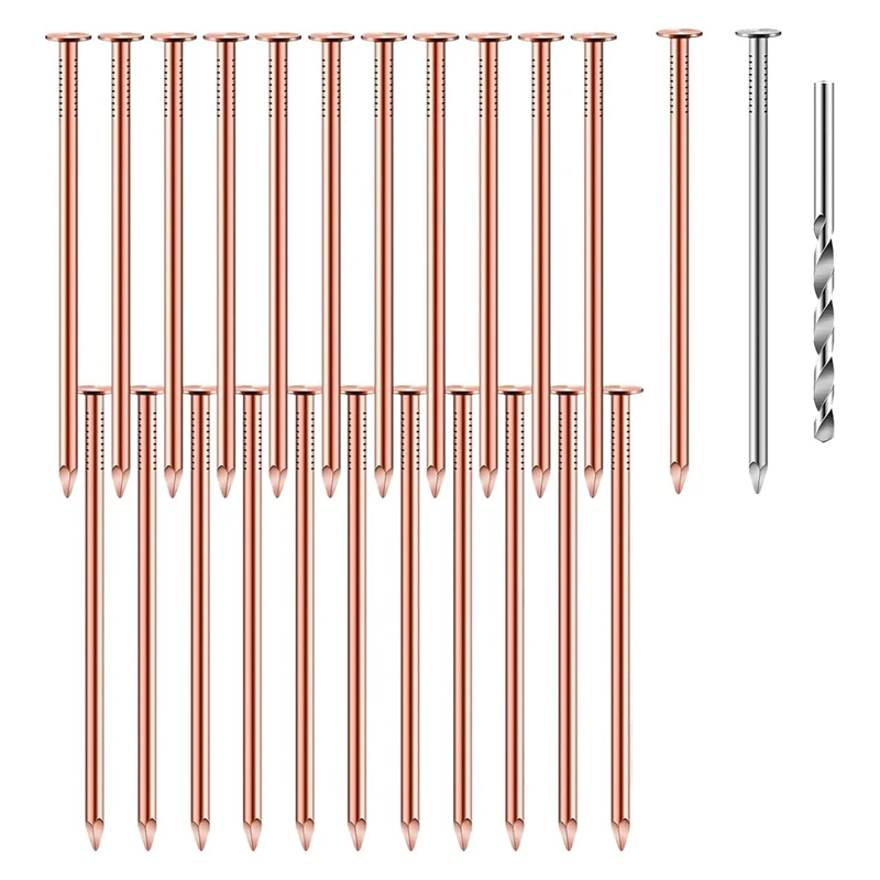 Hot 3.5 Inch Pure Copper Nails Bulk Stump Removal Spikes Hardware Nails For Trees 25Piece