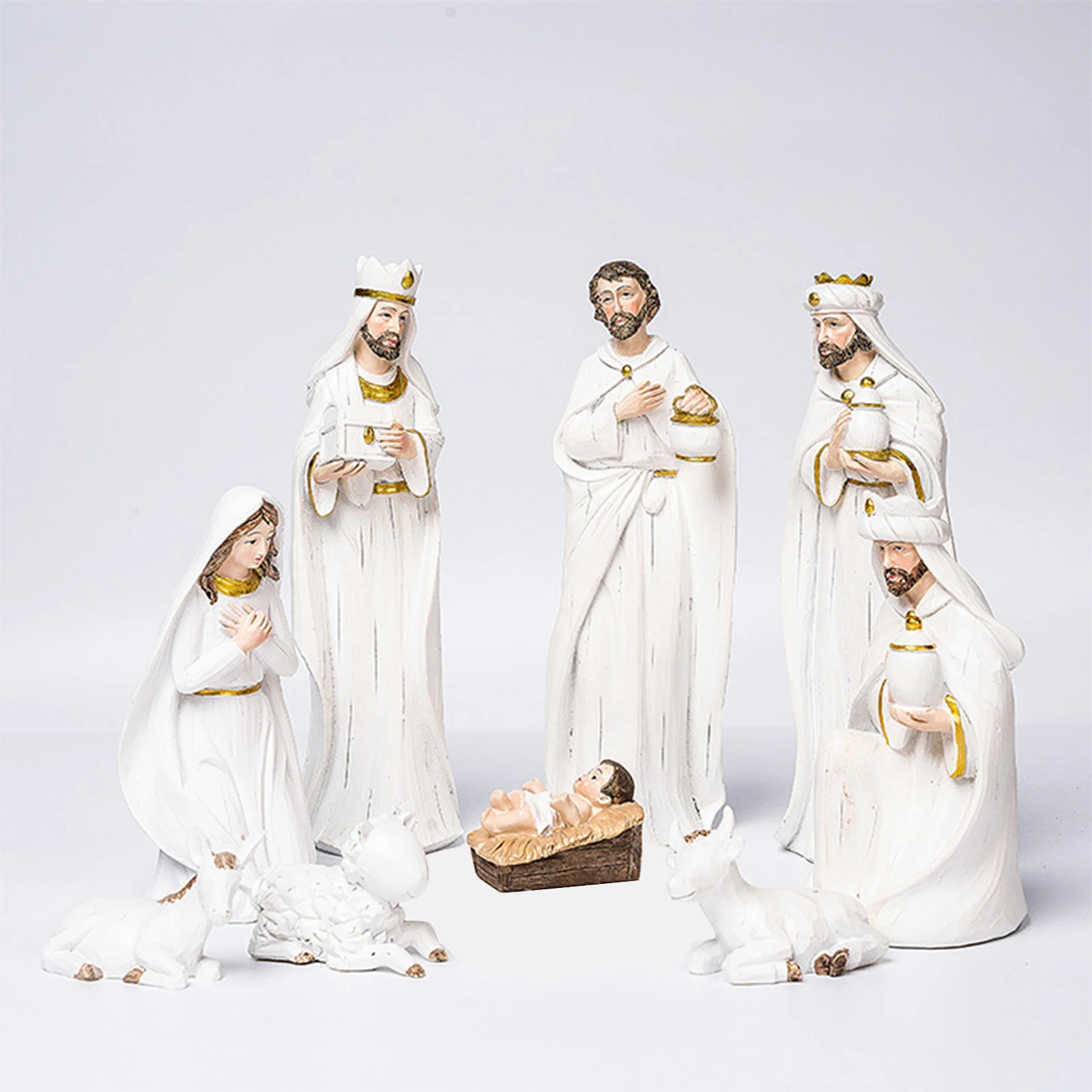 

Party Supplies Crafts Durable White 40 × 22 × 8 Cm Unique Design Vivid Christmas Gift Resin Nativity Scene Decor Set