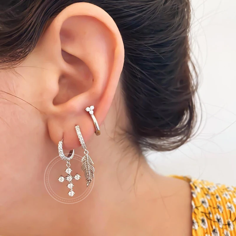 Ohrnadel aus 925er-Sterlingsilber, modische Creolen, weißer Kristall, luxuriöse Damen-Silberohrringe, Hochzeit, Damenschmuck, Geschenk – Detail 9