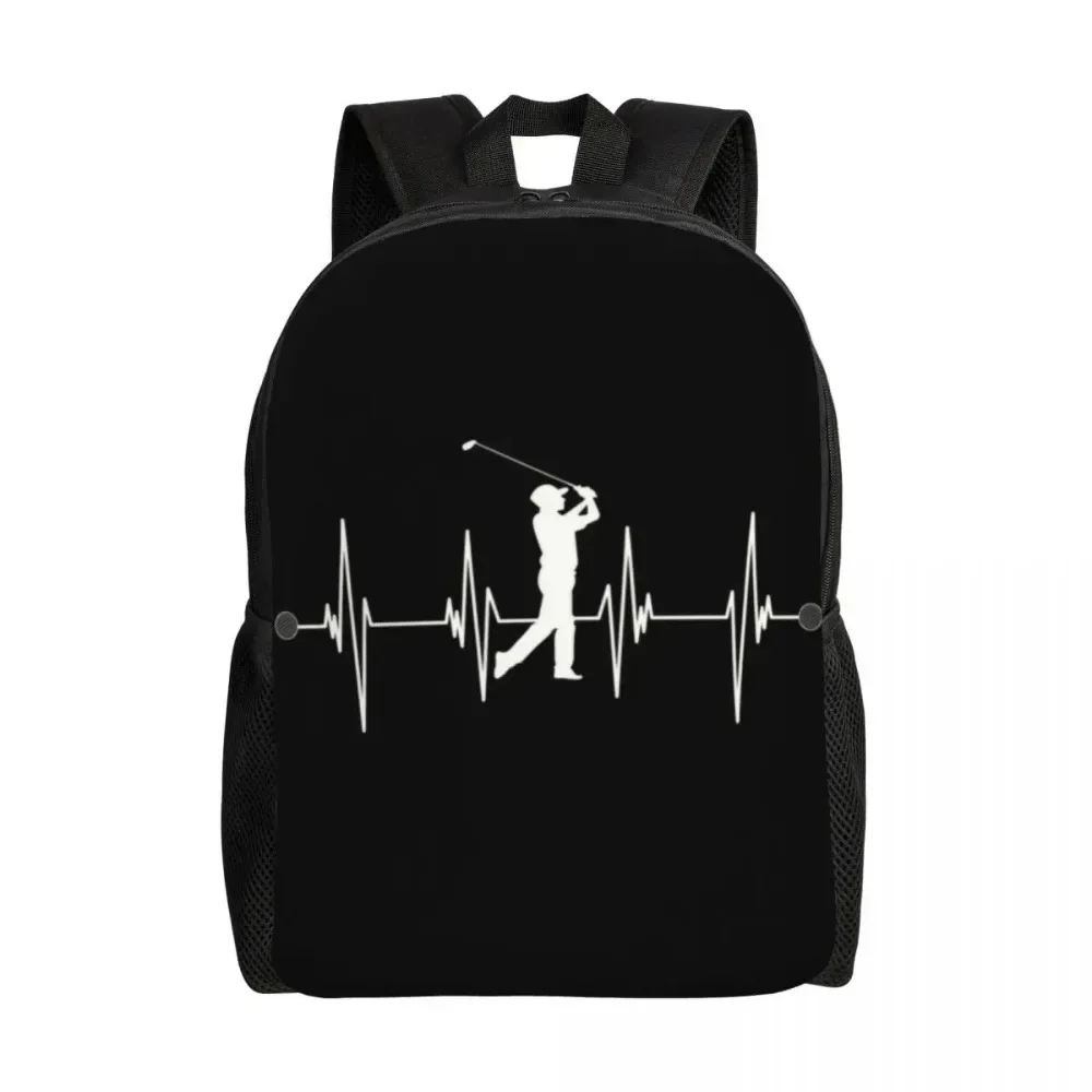 Golf Player Heartbeat Backpacks for Girls Boys Golfer Golfing College School Travel Bags Men Women Bookbag Fits  Laptop