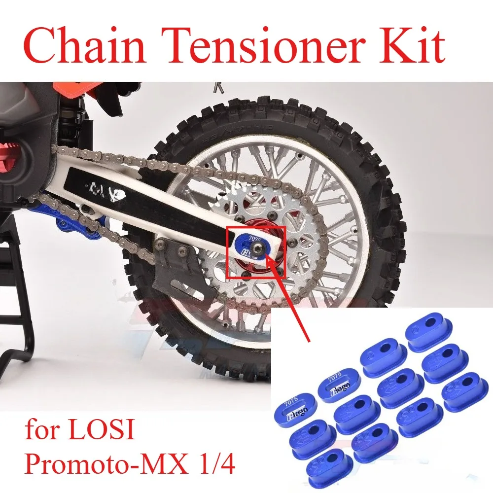 RC Motorcycle Parts 7075 T6 Aluminum Alloy Chain Tensioner Kit for LOSI Promoto-MX 1/4 custom size Replacement Repair Accessory