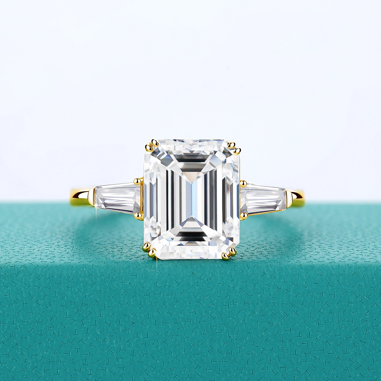 Zertifizierter 925er Silberring mit Moissanit im Smaragdschliff, 5 Karat, 9*11 mm, D-Farbe, VVS1, luxuriöser Hochzeitsschmuck für Frauen, Freundin, Geschenk. – Detail 5