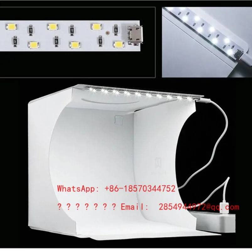 Portable Studio Foldable LED Light Strip Mobile Phone Camera Light Box, Small Camera Props Background Cloth Shed Set