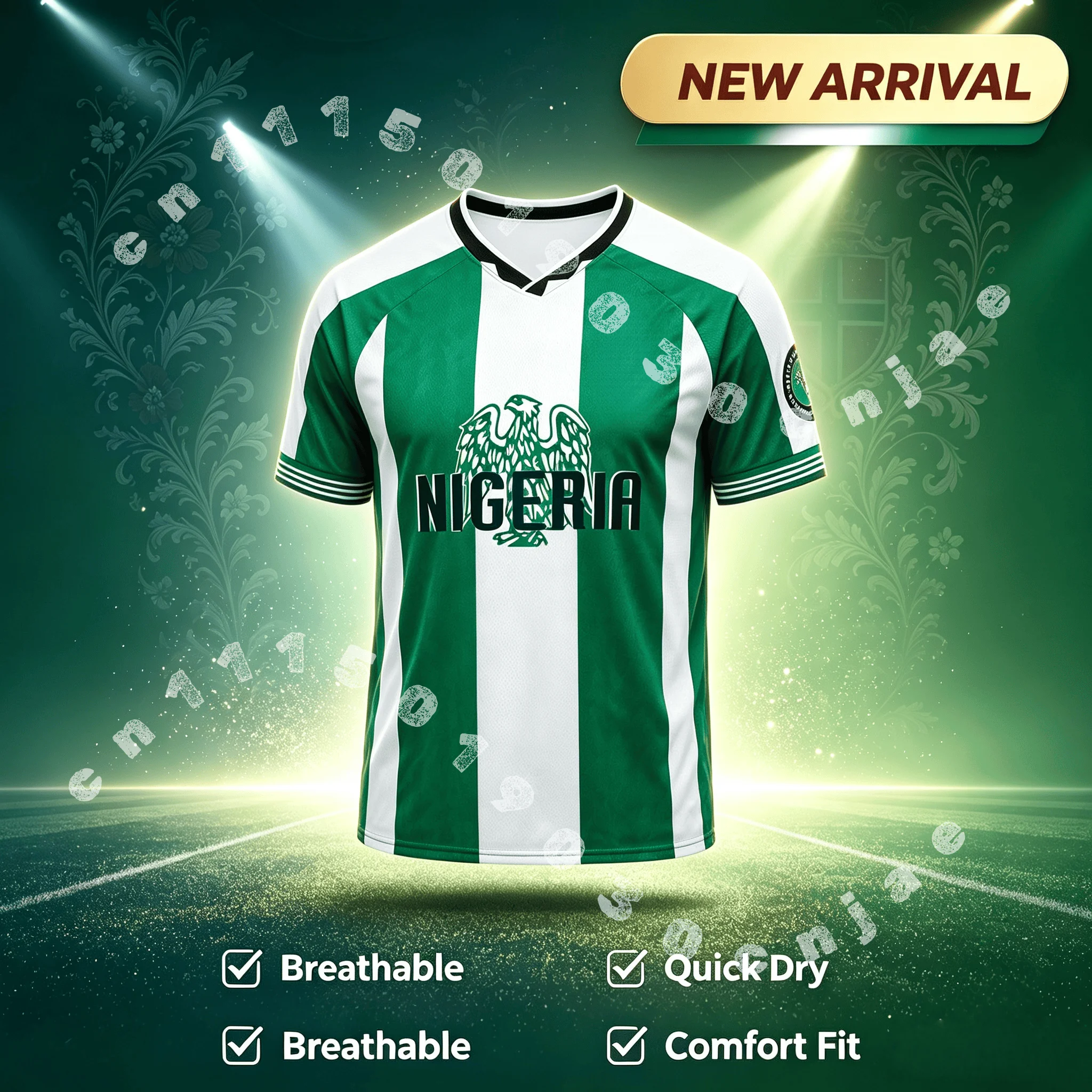 Men's Retro Nigeria Style Soccer Jersey Quick Dry Breathable V-Neck Short Sleeve Football Training T-shirt Family Kids Tees 2026
