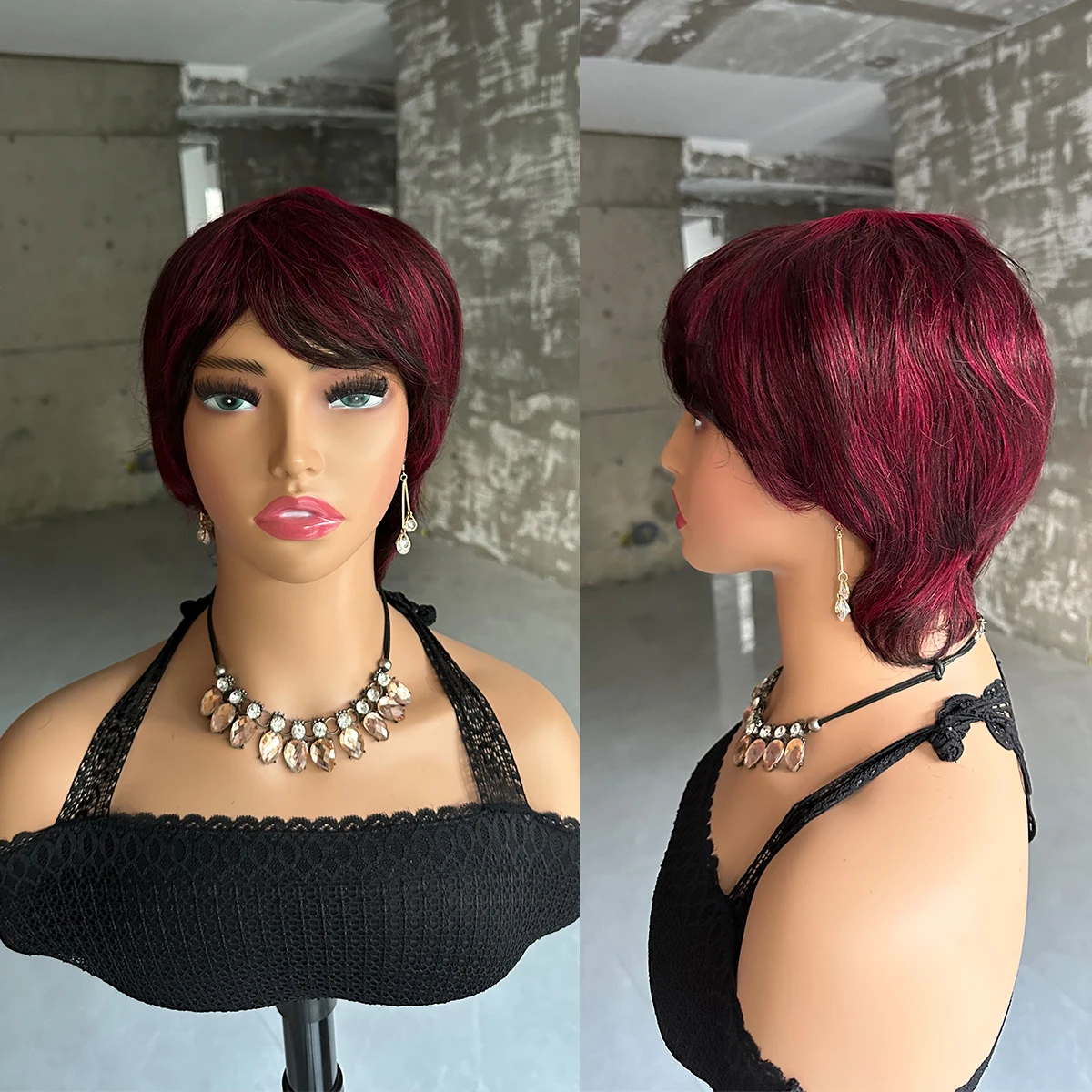 Short Human Hair Wigs, Pixie Cut Straight for Black Women
