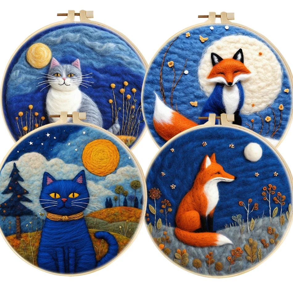 

Diy Wool Painting Kits Landscape DIY Wool Needle Felt Painting Handicrafts 20x20cm Frame Craft Picture Diy Kit For Mom Gift