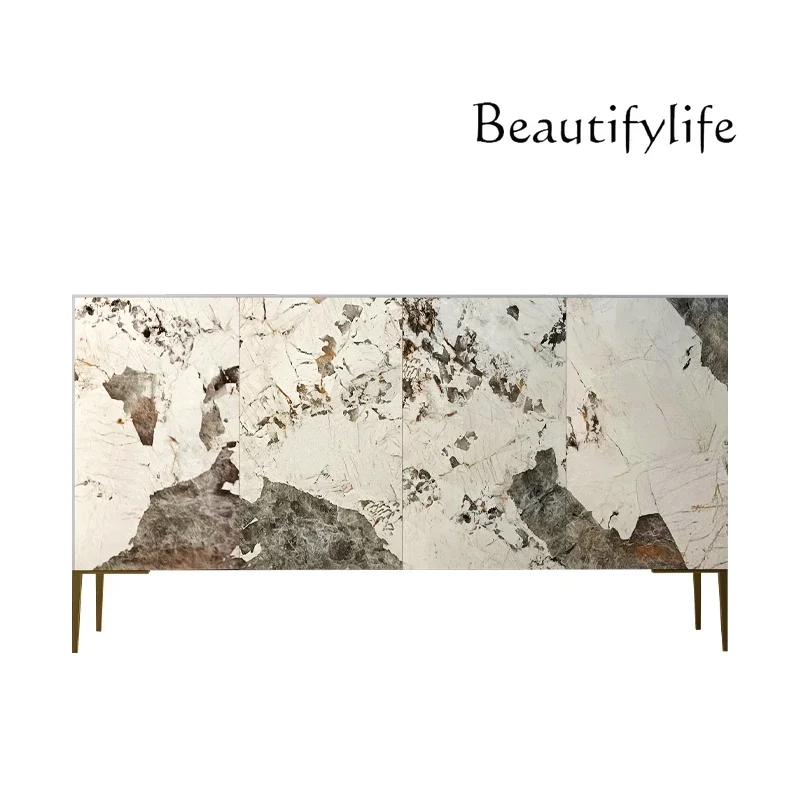 N40 All solid wood rock slab shoe cabinet modern light luxury household dining side cabinet small apartment minimalist door cabi